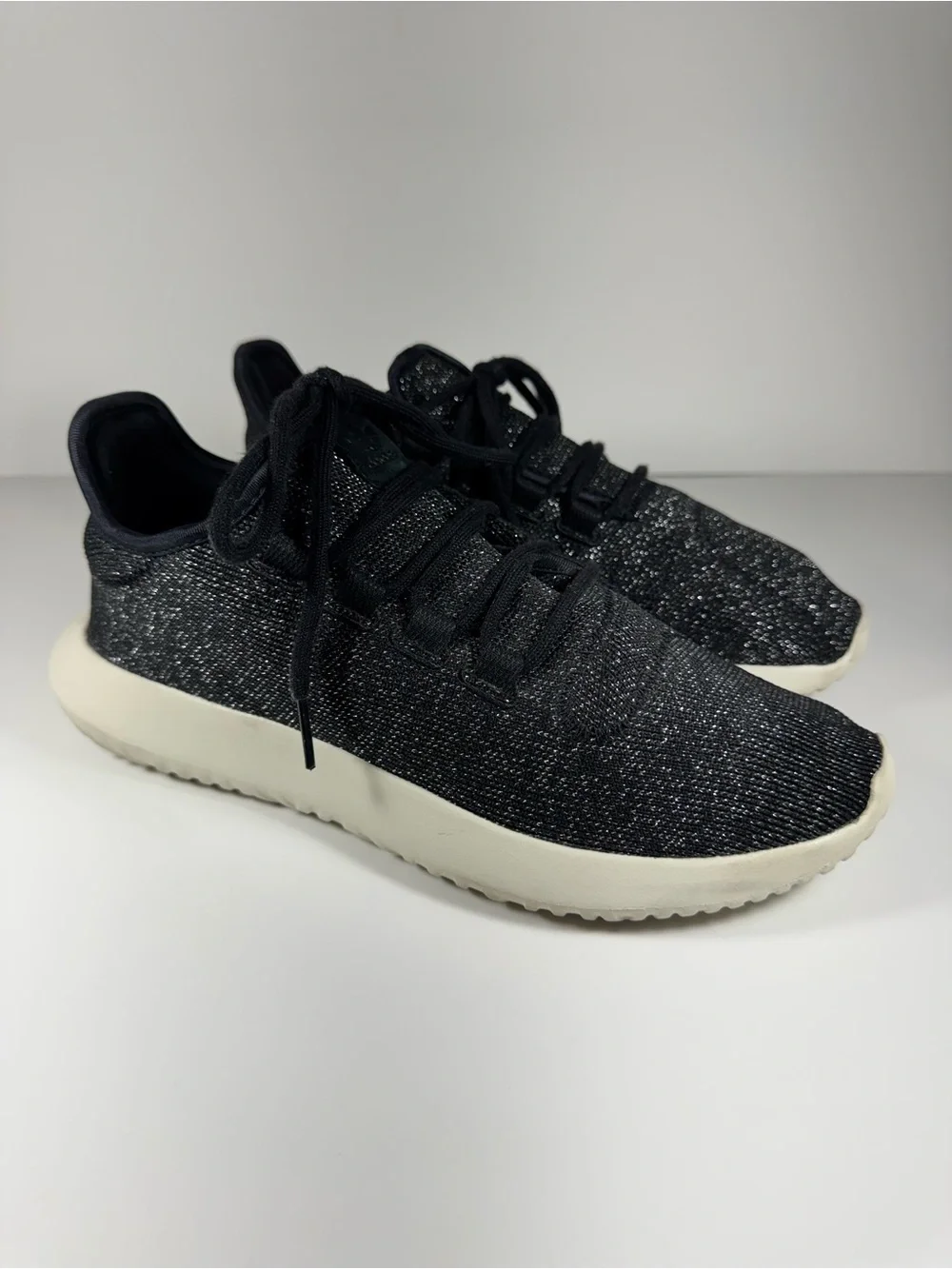 Adidas Tubular Shadow Black Glitter Knit Sneakers Women’s size 9 Athleisure Run